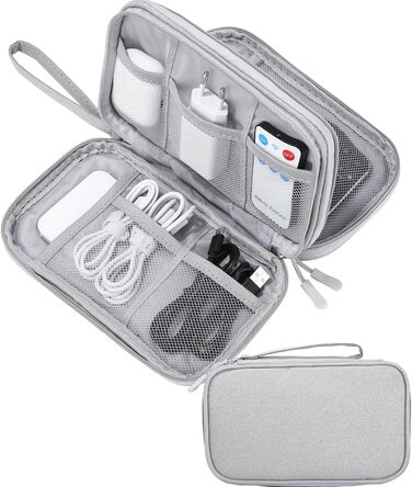 Органайзер для кабелів Sobeau: електронна дорожня сумка для адаптерів, кабелів, зарядних пристроїв та Powerbank (сірий)
