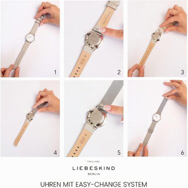 Жіночий аналоговий кварцовий годинник Liebeskind Berlin LT-0150-MQ зі сталевим браслетом, сріблястий/білий