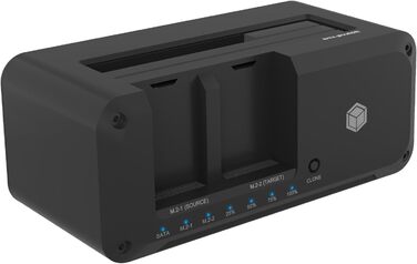 ICY BOX Док-станція для HDD/SSD USB 3.2 Gen 2 (10 Gbit/s) - Клонування жорстких дисків, підтримка 2.5' та 3.5' SATA, M.2 NVMe