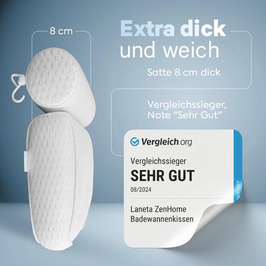 Bath Pillow • Ergonomic & Muscle-Relaxing Premium Bath Pillow • New 5D Special Foam • German Design • Climate Neutral & Sustainably Produced • Bath Pillow Neck Pillow Bathtub