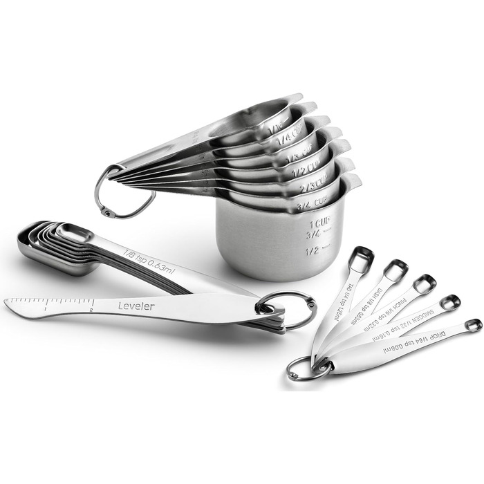 Набір мірних ложок та склянок Spring Chef з нержавіючої сталі (14 шт.)