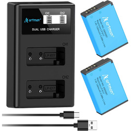 Акумулятор LP-E17 1300mAh та зарядний пристрій LED Dual USB для Canon Rebel SL3, SL2, T8i, T7i, T6i, T6s, EOS R10, R50, R8, RP, M3, M5, M6, 200D, 77D, 750D, 760D, 800D, 8000D (2 шт.)