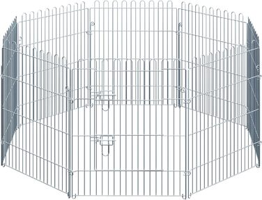 Летворегулятор для собак PawHut - вольєр з 8 панелей, 80 см, для собак, котів, цуценят, срібний (63 x 76 см)