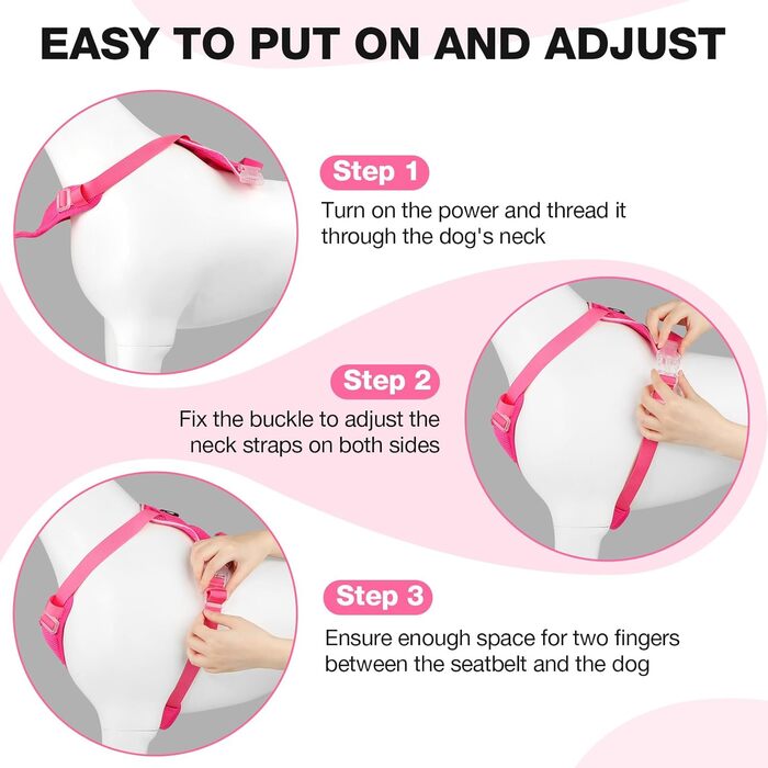 Світловідбиваючий нашийник для собак великих порід з LED-підсвічуванням, акумуляторний, регульований, 3 режими освітлення, висока видимість (Рожевий, Large)