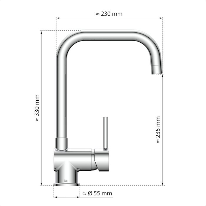 Змішувач кухонний EISL FUTURA з високим виливом, одноlever, хром