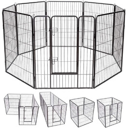 Металевий вольєр для собак та котів Costway 80 см, 8-секційний, чорний