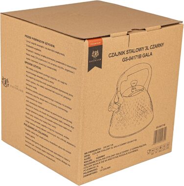 Чайник Karl Hausmann 3L з автоматичним свистком - чорний, з нержавіючої сталі, для індукційних, газових та електричних плит