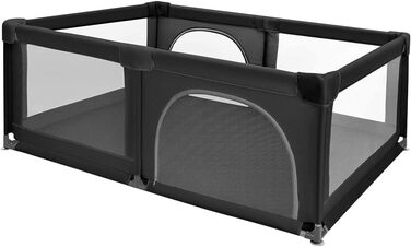Лягувальня для цуценят з дверцятами, 180x120x66 см. Міцна, з тканини та сітки, для собак та цуценят. Машинне прання, для використання в приміщенні та на вулиці. Кольори: сірий та чорний.