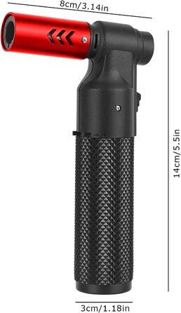 Заправний газовий запальник Jet, регульований, вітростійкий, кухонний пальник, подарунок для чоловіків, гриль, кемпінг, кухня (бутан-газ не входить) (Червоний)