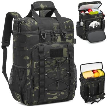 Терморюкзак для пікніка на 42 банки, чорний. Ізольований рюкзак для відпочинку, пляжу, кемпінгу, барбекю.