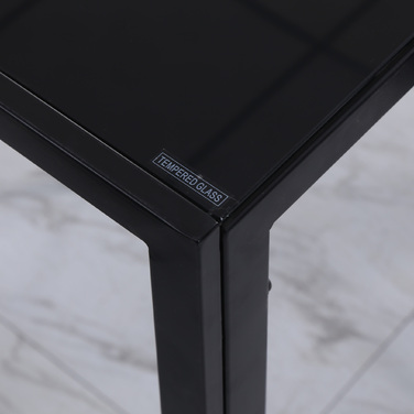 HOMCOM LED Dining Table Kitchen Table for 4 People, Tempered Glass & Metal, Black, 120x60x75cm, modern & stylish