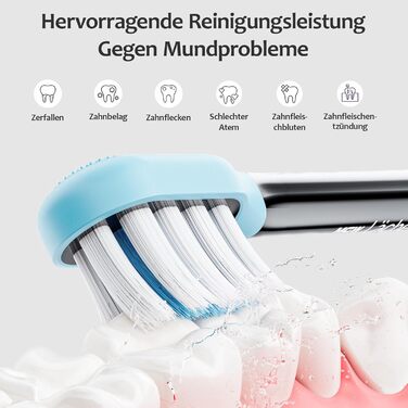 Електрична зубна щітка MGW Lächen – звукова, 3 режими, 3 інтенсивності, IPX8, 4 насадки, біла