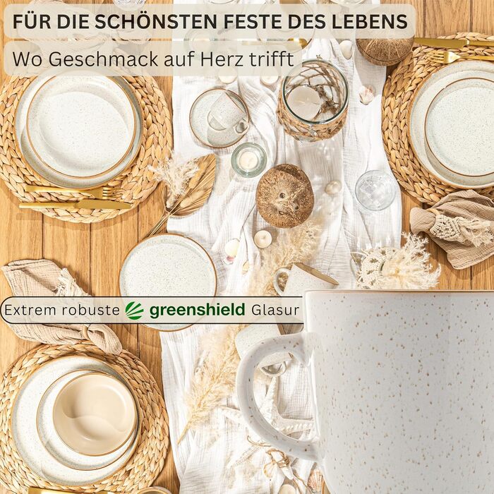 Набір кавових чашок SÄNGER Rio Creme (6 шт.) з кераміки, 430 мл. Підходять для кави, чаю, мультифункціональні, безпечні для миття в посудомийній машині та використання в мікрохвильовій печі.