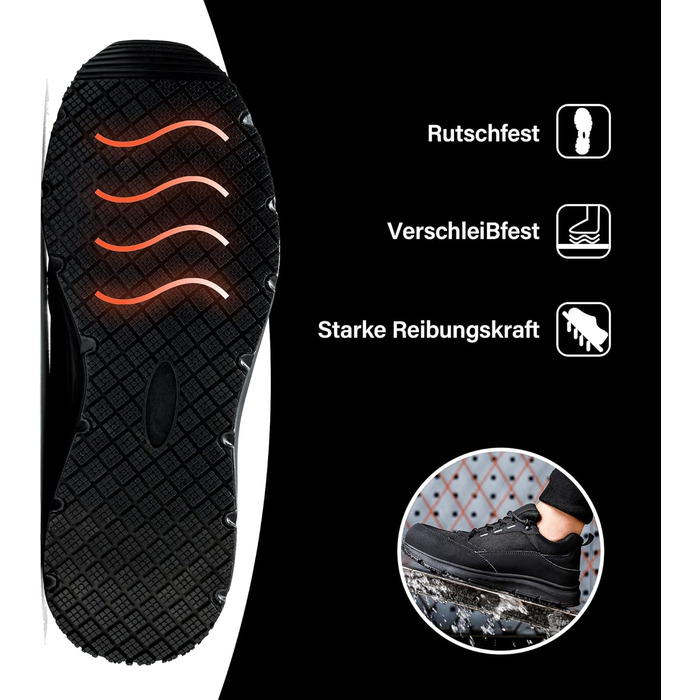 Черевики робочі захисні чоловічі/жіночі водонепроникні легкі спортивні з металевим носком, антиковзаючі, дихаючі, кросівки, 45 EU, чорні