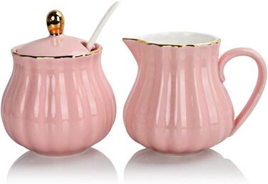 Sweejar Home Royal Ceramic Sugar and Cream Jug Set, 3-Piece Set with Cream Pitcher, Sugar Bowl
