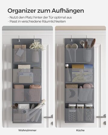 Органайзер для шафи SONGMICS з 4 кишенями, 12 x 33,5 x 100 см, сірий