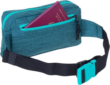 Сумка на пояс для чоловіків та жінок. Велика сумка через плече/на груди, спортивна, для подорожей. Елемент декору - слон. Кольори: зелено-бірюзовий, petrol. Модель 13027