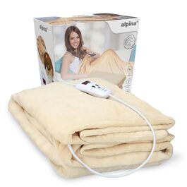 Електрична ковдра Alpina 180x130 см - 60W, 3 режими нагріву, біла, поліестер