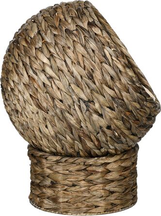 PawHut Rattan Cat Basket Cat Cave Cat House Cat Bed with Cushion Pet Bed Water Hyacinth 42 x 33 x 52 cm (42L x 33W x 52H cm, Coffee)