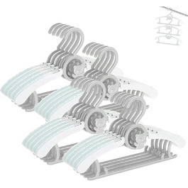 Вішалки для дитячого одягу HGYZE, 20 шт., 29-37 см, з підвішуванням для штанів, пластикові, стакові, регульовані, сірі та білі