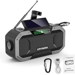 Сонячне радіо Kavolet: портативне радіо з ручним генератором, динамо, AM/FM, 5000mAh Power Bank, ліхтарик, SOS-сигнал для надзвичайних ситуацій, кемпінгу та виживання