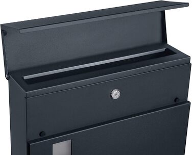 Поштовий ящик SONGMICS XXL з газетницею, антрацит, 37x37x10.5 см, з ключем та захистом від реклами