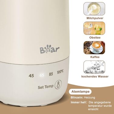 Bear 300ml Electric Kettle, 3-in-1 Travel Electric Kettle, Double-Layer 304 Stainless Steel Liner, Portable Small Fast Heating Insulated Cup (One-Button Operation)