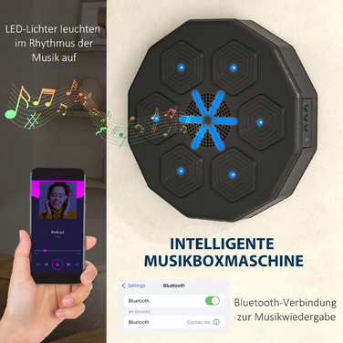 SPORTNOW Електронна Bluetooth-коробка з музикою та світлодіодами, смарт-ціль для дорослих, що кріпиться на стіну, ідеально підходить для домашніх тренувань