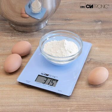 Кухонні ваги Clatronic KW 3626 блакитні | Максимальна вага 5000 г, крок 1 г, функція тарування, LCD-дисплей, для випічки та приготування їжі