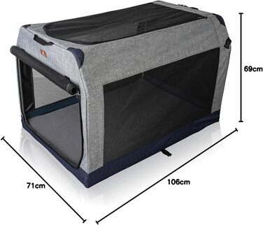 Складана переносна собача будка Knuffelwuff для автомобіля з алюмінієвим каркасом, L (106x71x69 см)