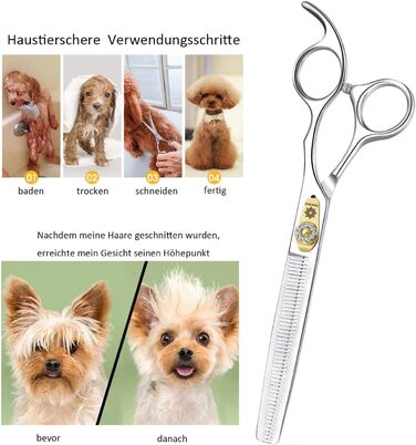 Професійна ножиця для грумінгу собак, 7 дюймів, пряма, для собак та котів, з тонкої стрижки, з японської сталі 440C