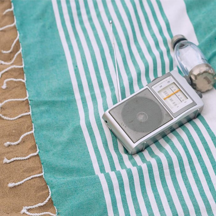 Пляжна ковдра XXL MOMOMUS Фута 210x240 см, Морська хвиля - велика, легка, компактна, для пікніка та кемпінгу, бохо стиль, антипісок