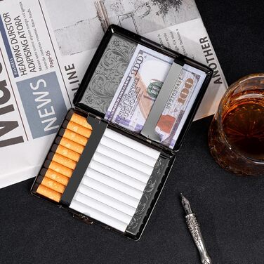 Металеве тютюнотримач вінтажний для жінок та чоловіків, вміщує 18-20 сигарет (100 мм), чорний з черепом