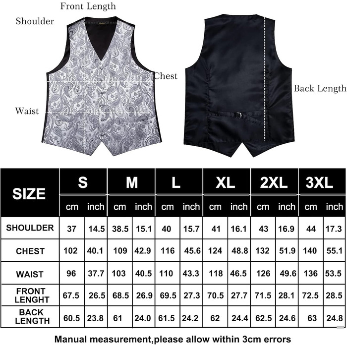 Набір DiBanGu з шовку: жилет та краватка з візерунком пає, 6 шт. срібного кольору (для весілля, свят)