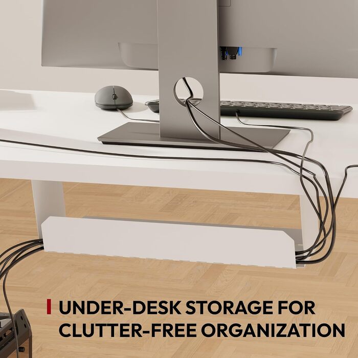 Регульований по висоті письмовий стіл SANODESK з цільною стільницею, білий, 110 x 54 см
