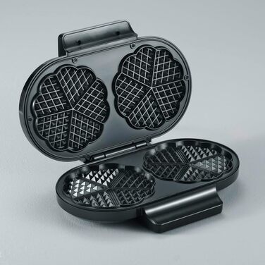 Severin WA 2106 Heart-Shaped Waffle Maker - Anti-Stick Coating, Slim Design, 1200W - Black
