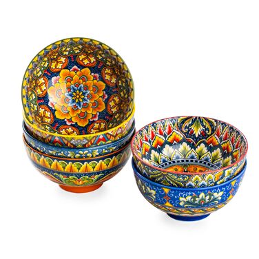 Набір супових тарілок Henten Home, 4 шт. - 300 мл, порцеляна, для супу, десерту, морозива, набір, богемний стиль