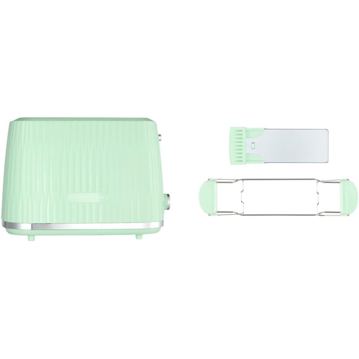 Тостер Russell Hobbs Eden з 6 рівнями підсмажування, підйомний механізм, функції розморожування, підігріву та зупинки, зйомний піддон для крихт, насадка для тостів, колір Pistazie (27374-56)