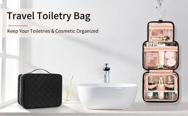 Культурний мішечок для жінок та чоловіків, сумка для туалетних аксесуарів для подорожей, органайзер для косметики та туалетних речей (ромб, чорний)
