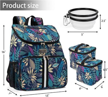 BAGLHER Сумка-переноска для собак, відповідна вимогам авіаперевезень, рюкзак для собак з 2 скласними мисками та 2 контейнерами для корму (Hawaii-A, Classic)