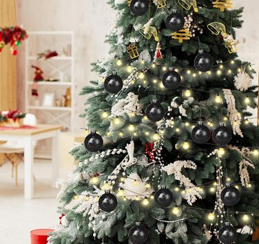 Скляні кулі Hengsong на Різдво: 24 шт. чорні та золоті, 6 см. Декорації для ялинки, різдвяний декор