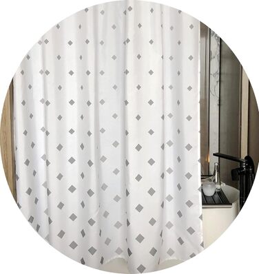 Штора для душу YOUNG DA текстильна біло-сіра з малюнком 