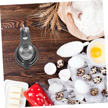 Cieeo 4-Piece Baking Tool Set: Measuring cups, spices, help, bowls, measurement, teaspoons, measuring spoons, bottle, simple cooking spoon, teacup measuring, cup for measuring, stainless steel, silver.