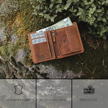 Baur Men's Wallet | Genuine Buffalo Leather | Wallet with RFID Protection | Vertical Portemonnaie (Wallet) | Money Bag with Coin Pocket | Wallet with Many Card Slots (Standard Vertical)