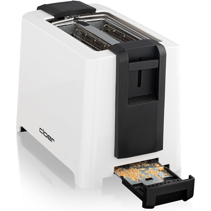 Тостер Cloer 3531 для 2 тостів XXL, 750-900 Вт, з функцією перевірки тосту, підставкою для булочок, режимом розморожування, додатковим підйомом, білий