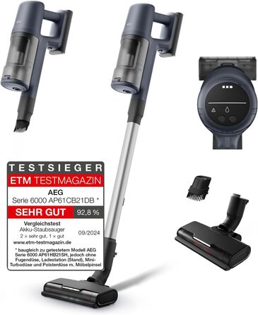 AEG 6000 Cordless Vacuum Cleaner / 103,000 RPM / 175,000 dPa / Digital Motor / Cordless / Up to 99% Dust Pickup / 40 min Run Time / Easy Handling / Removable 21.6 V Battery / Lightweight / AP61CB21DB