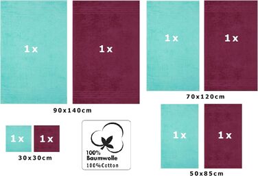 Набір рушників Betz 8-TLG Deluxe, 100% бавовна: 2 банні, 2 душових, 2 для рук, 2 для обличчя, колір антрацит-сірий та бірюзовий