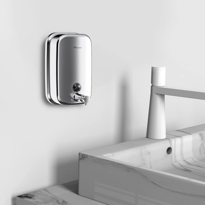 Stainless Steel Wall Mounted Soap Dispenser - 800ml, Hygienic Push Top, Rust-Resistant & Drip-Proof
