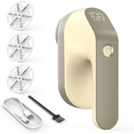Електричний видалення ворсу Fusselrasierer з LED-дисплеєм, USB-зарядка, 3 швидкості, 6 лез, 2000mAh, для різних тканин (Золотий) Електричний видалення ворсу Fusselrasierer з LED-дисплеєм, USB-зарядка, 3 швидкості, 6 лез, 2000mAh, для різних тканин (Золотий)