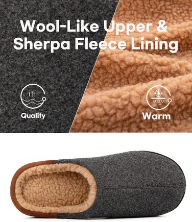 Чоловічі теплі зимові капці LongBay з ефектом пам'яті (Memory Foam) та підкладкою з шерпи, протиковзальна гумова підошва, slip-on